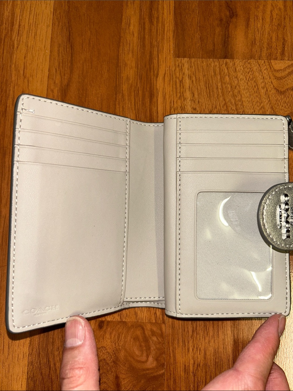 Coach Silver Metallic Medium Corner Zip Wallet - Picture 9 of 12